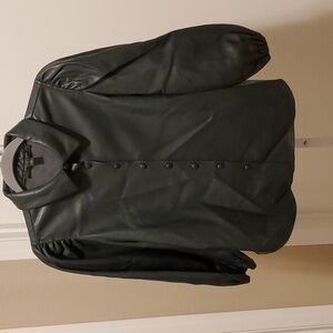 3. Tops - Marc New York mutton 3/4 sleeve pleather blouse